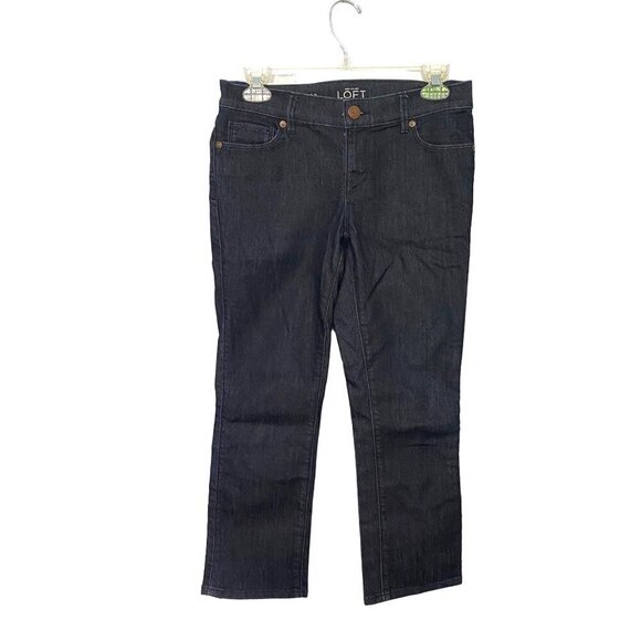 Ann Taylor Loft Modern Kick Crop Denim Jeans Dark Wash Stretchy Wimen’s 27/4P - Picture 1 of 9